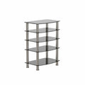 5 Tier Tempered Glass Side Table Stainless Steel Frame End Table For Living Room, Bedroom, Black Black Tempered Glass