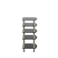5 Tier Tempered Glass Side Table Stainless Steel Frame End Table For Living Room, Bedroom, Black Black Tempered Glass