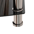 5 Tier Tempered Glass Side Table Stainless Steel Frame End Table For Living Room, Bedroom, Black Black Tempered Glass