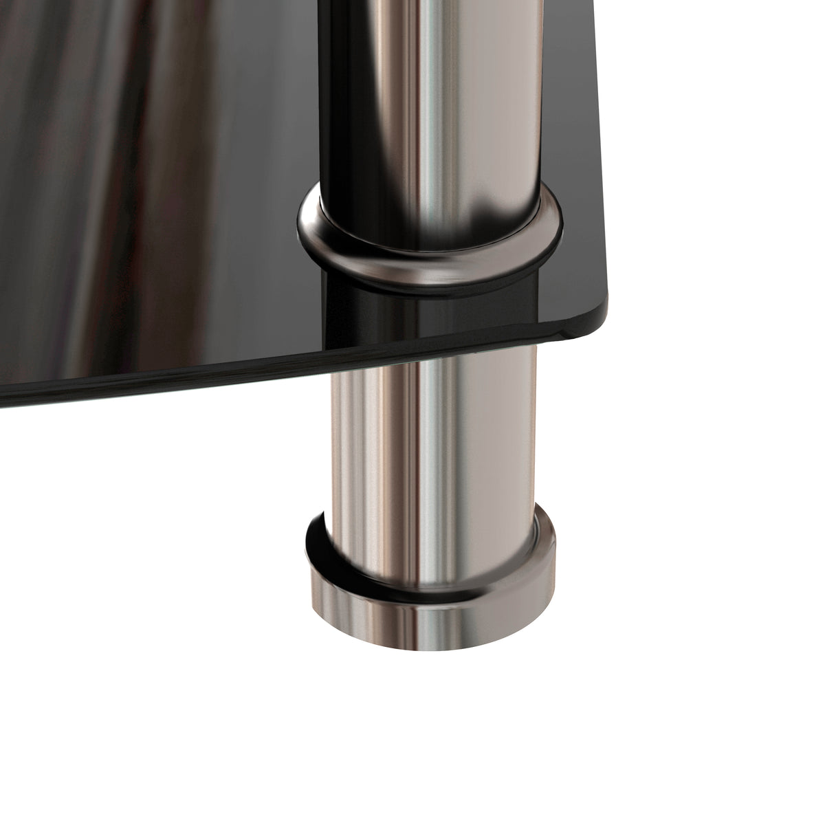 5 Tier Tempered Glass Side Table Stainless Steel Frame End Table For Living Room, Bedroom, Black Black Tempered Glass
