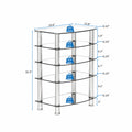 5 Tier Tempered Glass Side Table Stainless Steel Frame End Table For Living Room, Bedroom, Black Black Tempered Glass