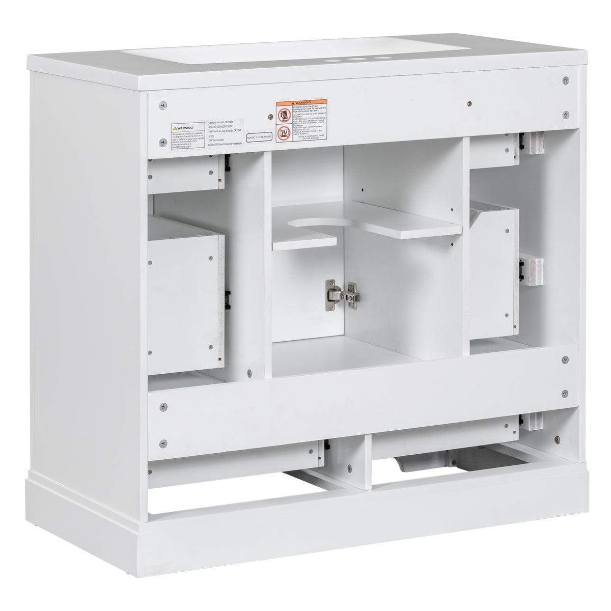 36" Bathroom Vanity With Sink Combo, Six Drawers, Multi Functional Drawer Divider, Adjustable Shelf, White Old Sku:Sy999808Aak White Solid Wood Mdf