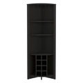 Essential Corner Bar Cabinetthree Shelves, Eight Built In Wine Rack, Two Side Shelves Black Black Dining Room Modern Shelves Included Particle Board