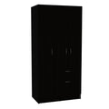 Primavera Armoire, Double Door Cabinets, One Drawer, Metal Rod, Five Shelves Black White Multicolor Particle Board Particle Board