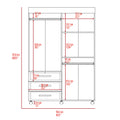 Denver Mobile Armoire, With Hanging Rods, Double Door Cabinet, Three Drawers, Two Shelves Black Black Particle Board