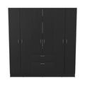 Mitu Six Doors Armoire, Seven Interior Shelves, One Drawer, Rod Black White Black Bedroom Particle Board