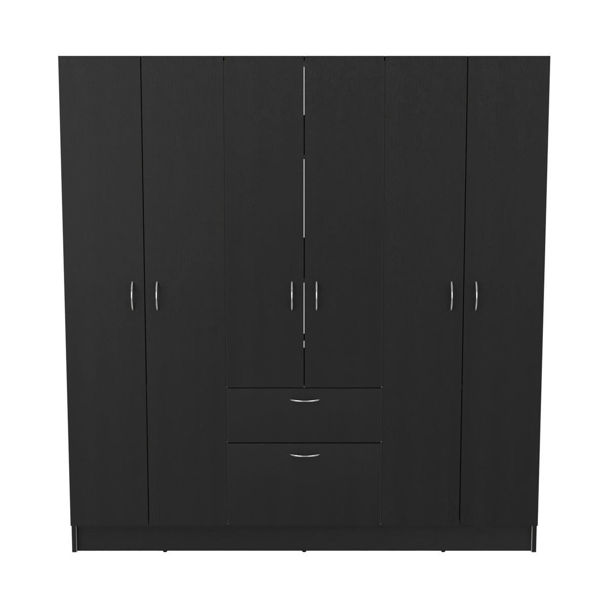 Mitu Six Doors Armoire, Seven Interior Shelves, One Drawer, Rod Black White Black Bedroom Particle Board