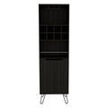 Manhattan L Bar Cabinet, Eight Built In Wine Rack, Two Cabinets With Single Door Black Black Particle Board Particle Board