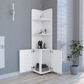 Malibu Freestanding Linen Cabinet, 2 Doors, Open Shelves White White 2 4 Bathroom Freestanding Modern Particle Board Particle Board