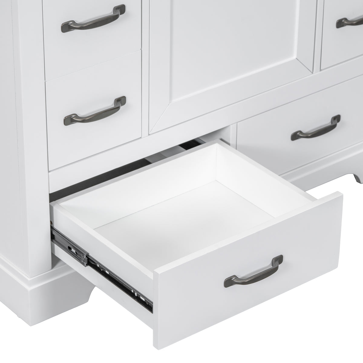 36" Bathroom Vanity With Sink Combo, Six Drawers, Multi Functional Drawer Divider, Adjustable Shelf, White Old Sku:Sy999808Aak White Solid Wood Mdf