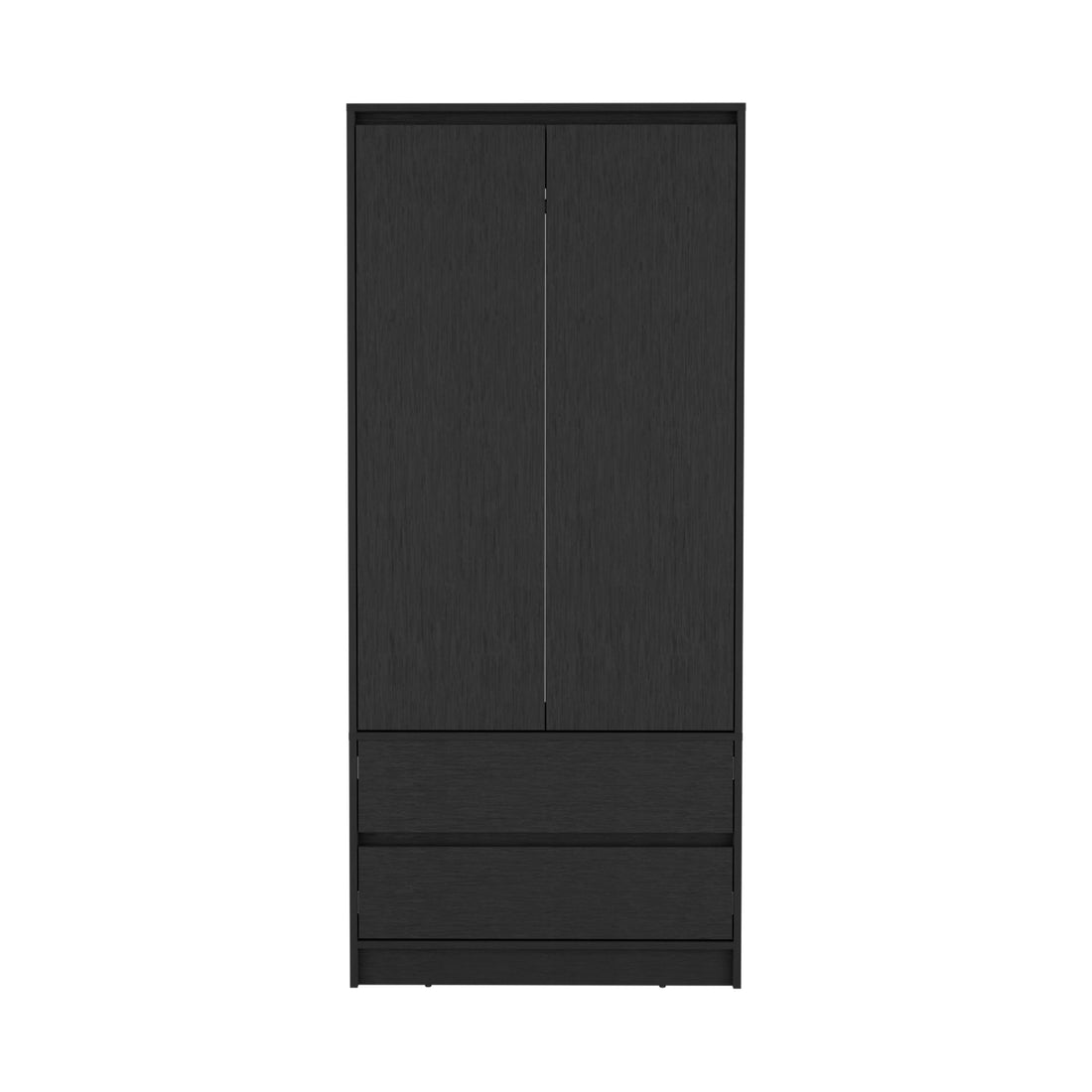 Austin 2 Drawers Armoire, Double Door, Hanging Rod Black Black Bedroom Modern Particle Board Particle Board