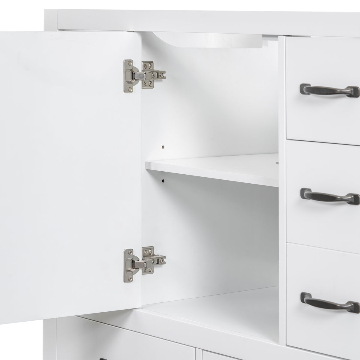 36" Bathroom Vanity With Sink Combo, Six Drawers, Multi Functional Drawer Divider, Adjustable Shelf, White Old Sku:Sy999808Aak White Solid Wood Mdf