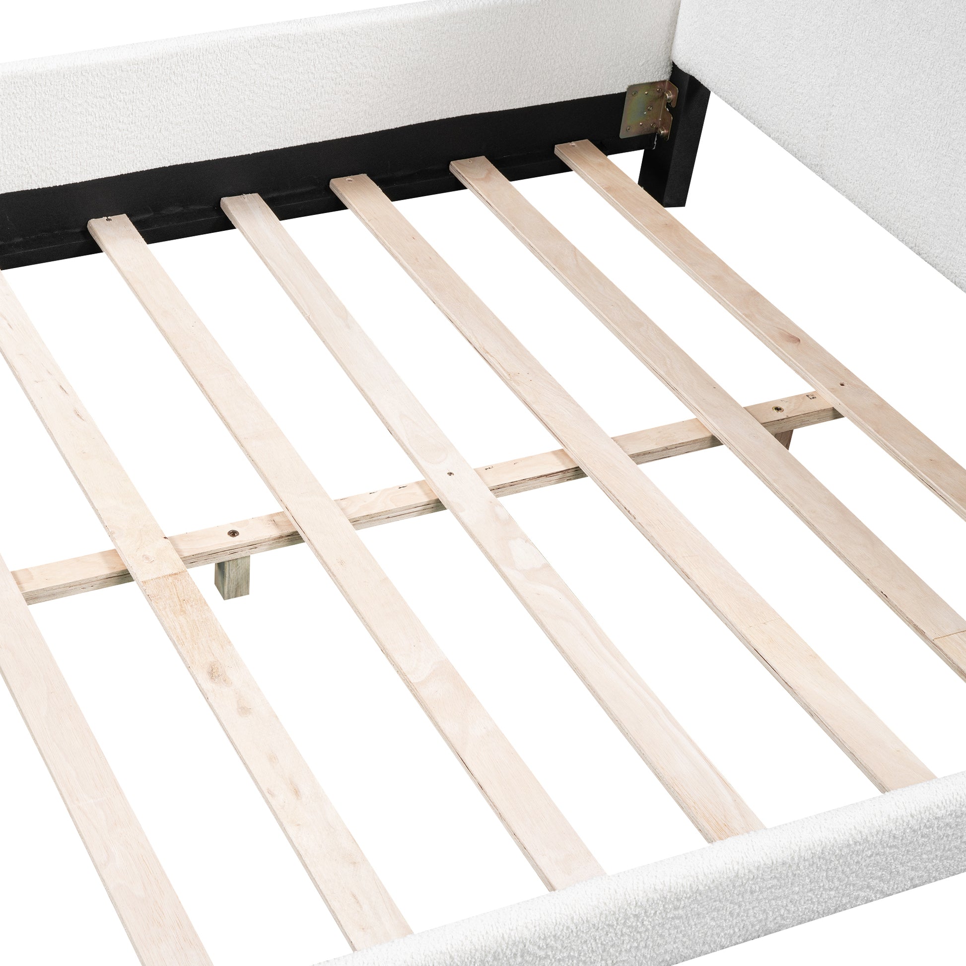 Full Size Upholstered Platform Bed With Cartoon Ears Shaped Headboard, White Box Spring Not Required Full White Wood Bedroom Bed Frame Polyester Upholstered