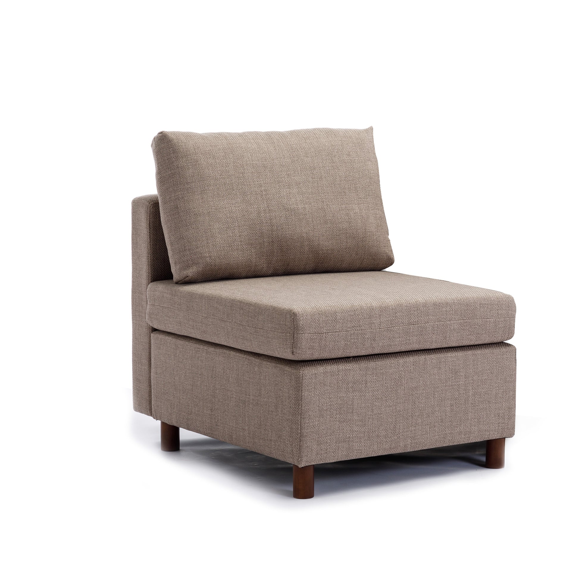 4 Seat Module Sectional Sofa Couch With 1 Ottoman For Living Room,Seat Cushion And Back Cushion Non Removable And Non Washable,Brown Brown Wood Primary Living Space Soft Modern Rubberwood Foam Linen 4 Seat