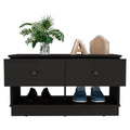 Tulip Storage Bench, Two Drawers, Two Shelves Black Mdf Engineered Wood