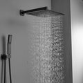 Bathroom Luxury Rain Mixer Combo Set Wall Mounted Rainfall Shower Head System Contain Faucet Rough In Valve Body And Trim Bathroom Joystick Claw Foot Tub Faucets Geometric One Black Pull Out Wall Mounted Cartridge Valve Wall Mounted Faucets Chrome