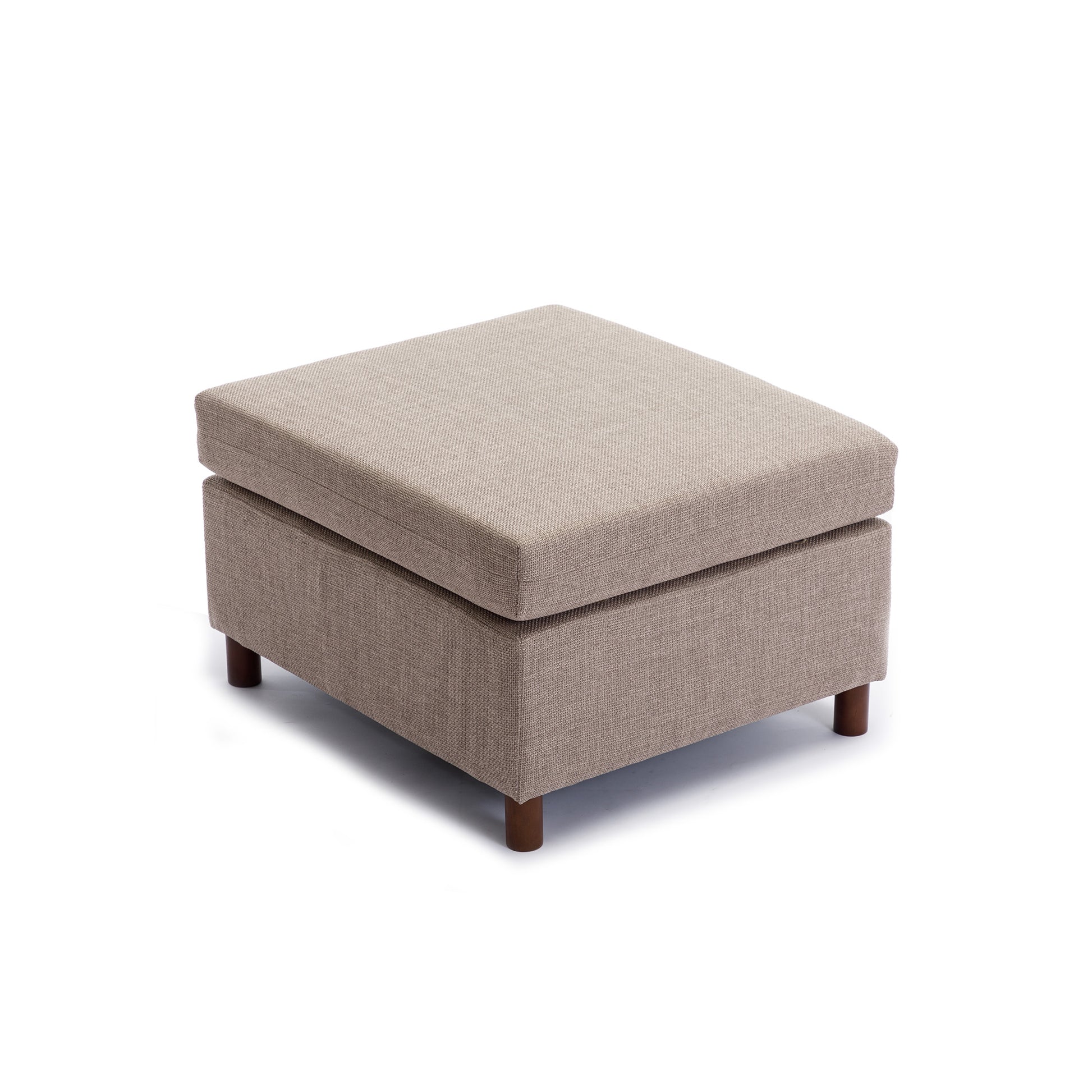 2 Seat Module Sectional Sofa Couch With 1 Ottoman For Living Room,Seat Cushion And Back Cushion Non Removable And Non Washable,Brown Brown Wood Primary Living Space Soft Modern Rubberwood Foam Linen 2 Seat