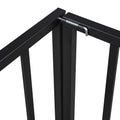 Twin Size Metal Floor Bed Frame With Fence And Door, Black Black Metal