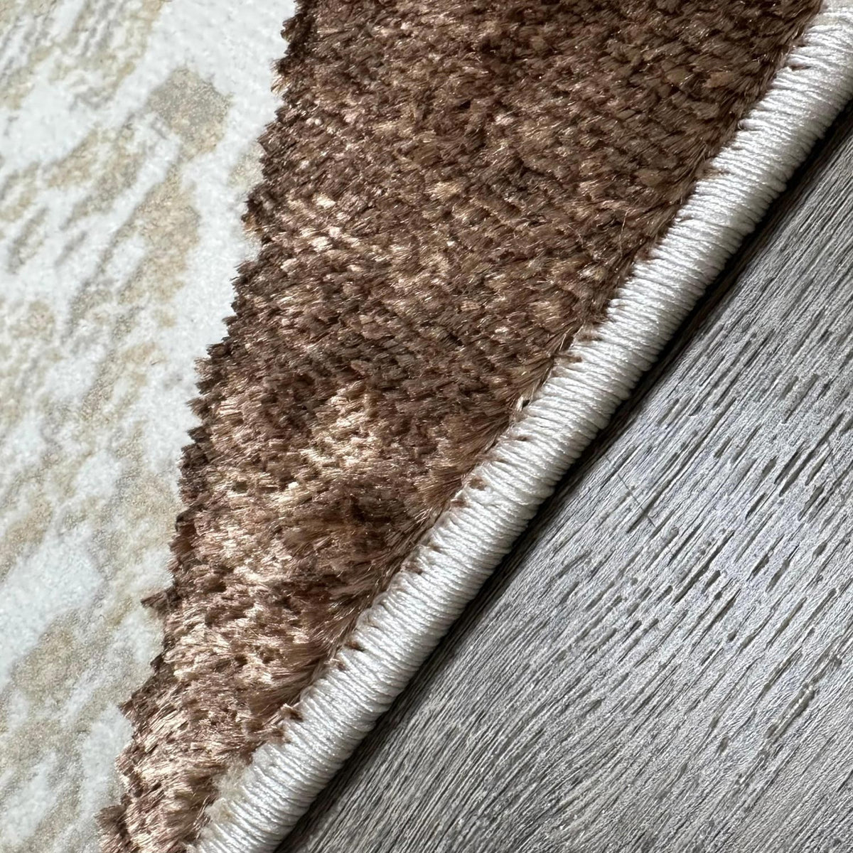 Penina Luxury Area Rug In Beige And Gray With Bronze Circles Abstract Design Multicolor Polyester