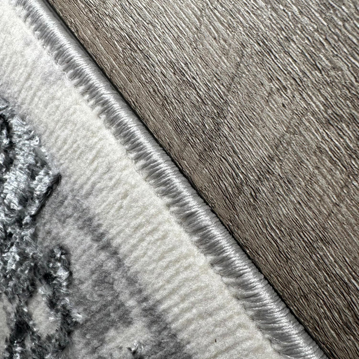 Penina Luxury Area Rug In Gray With Silver Circles Abstract Design Multicolor Polyester