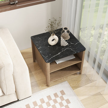 Tobacco Wood Grain Coffee Table. Nightstand Marble Primary Living Space American Traditional Open Storage Particle Board