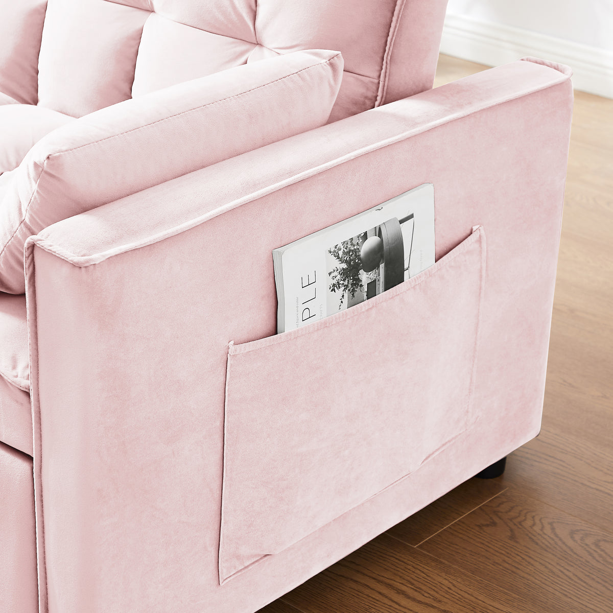 Modern Velvet Loveseat Futon Sofa Couch W Pullout Bed,Small Beautiful Seat Lounge Sofa W Reclining Backrest,Toss Pillows, Pockets,Furniture For Living Room,3 In 1 Convertible Sleeper Sofa Bed, Pink Pink Light Brown Velvet Wood Primary Living Space Medium