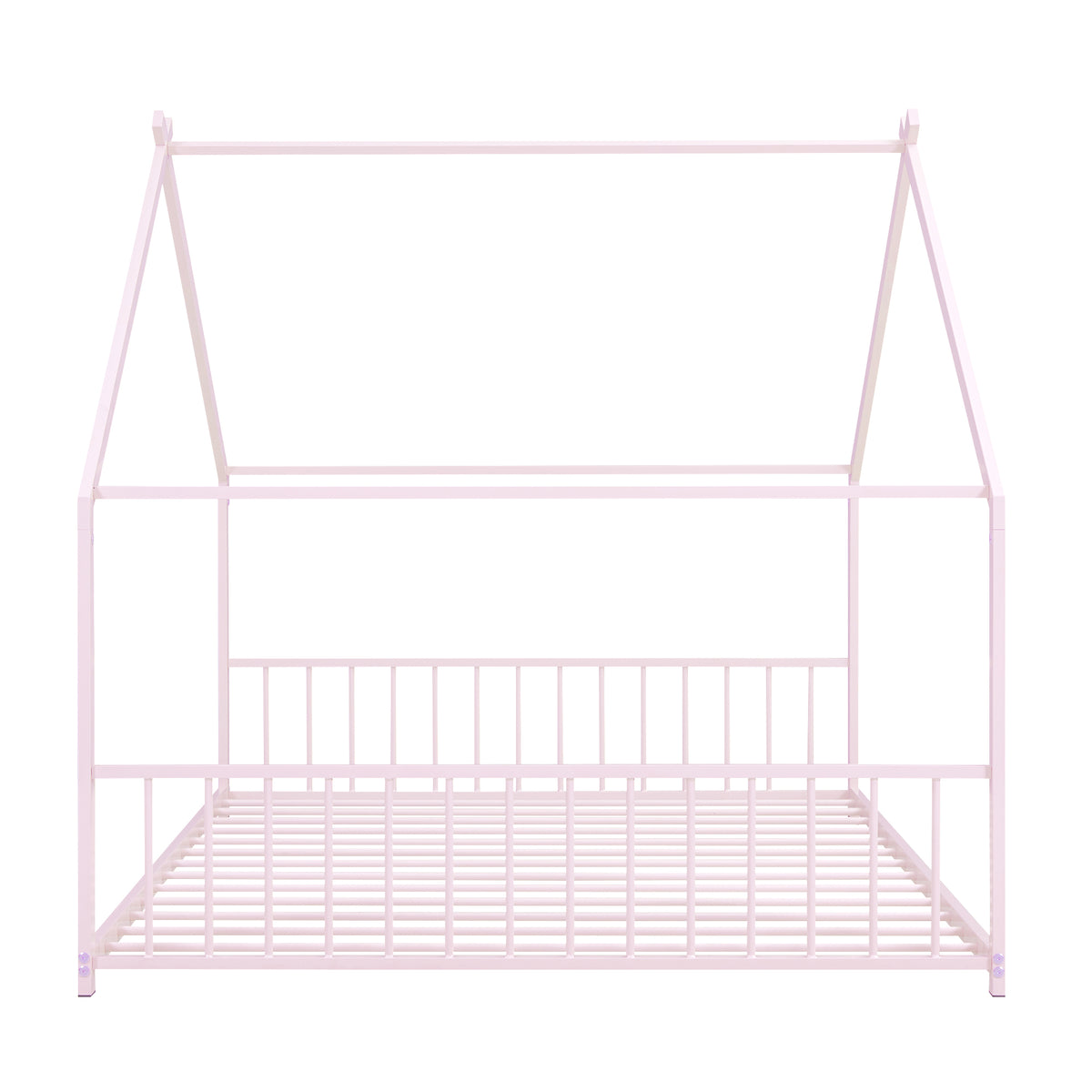 Full Size Metal House Bed, Pink Pink Metal