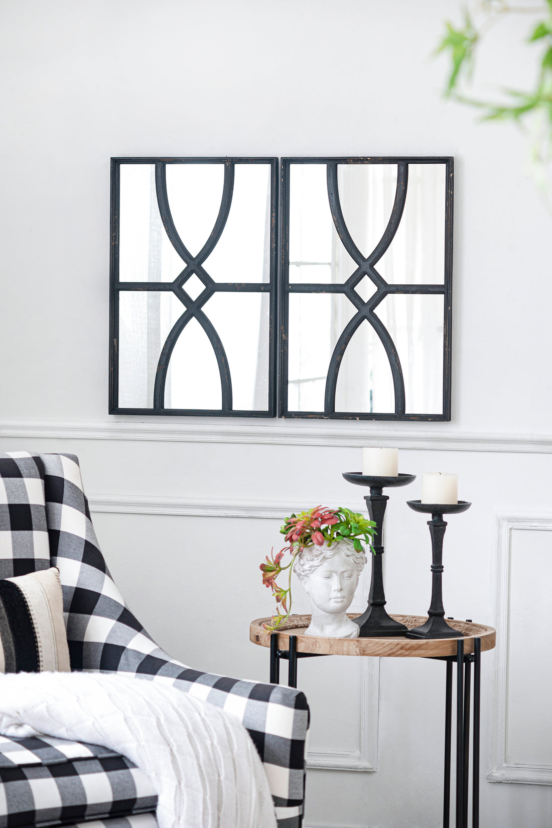 16" X 23" Rectangular Wooden Wall Mirror With Antique Black Frame, Vertical Or Horizontal Home Decor For Living Room, Set Of 2 Black Wood Glass
