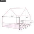 Full Size Metal House Bed, Pink Pink Metal