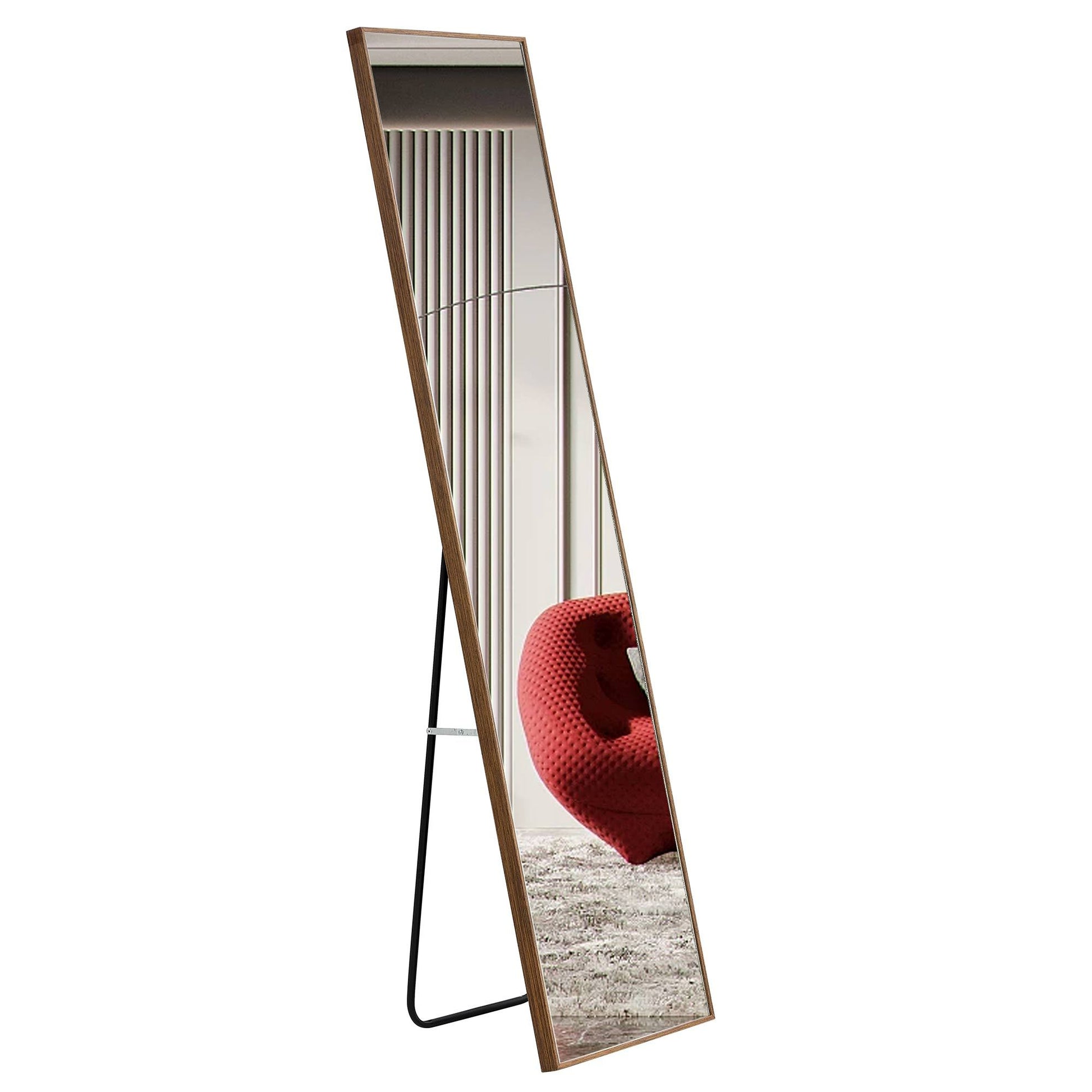 Clean And Beautiful Solid Wood Frame Full Length Mirror, Dressing Mirror, Bedroom Porch, Decorative Mirror, Clothing Store, Floor Standing Large Mirror, Wall Mounted. 65 "* 23" Transparent Glass