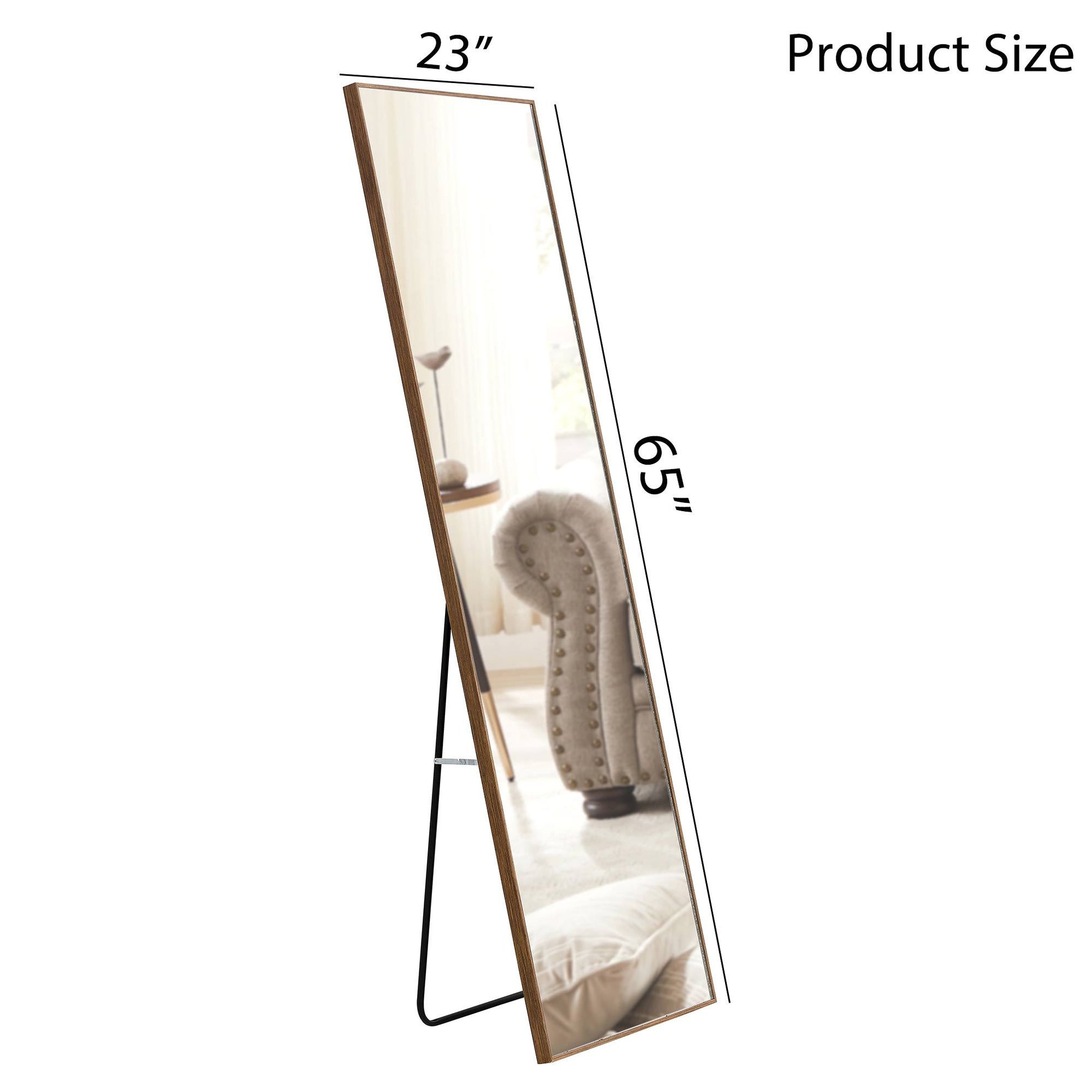 Clean And Beautiful Solid Wood Frame Full Length Mirror, Dressing Mirror, Bedroom Porch, Decorative Mirror, Clothing Store, Floor Standing Large Mirror, Wall Mounted. 65 "* 23" Transparent Glass