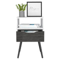 Nightstand Fugaz, Open Shelf, Single Drawer, Smokey Oak White Finish Multicolor Particle Board