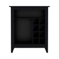 Bar Cabinet Castle, One Open Shelf, Six Wine Cubbies, Black Wengue Finish Black Particle Board