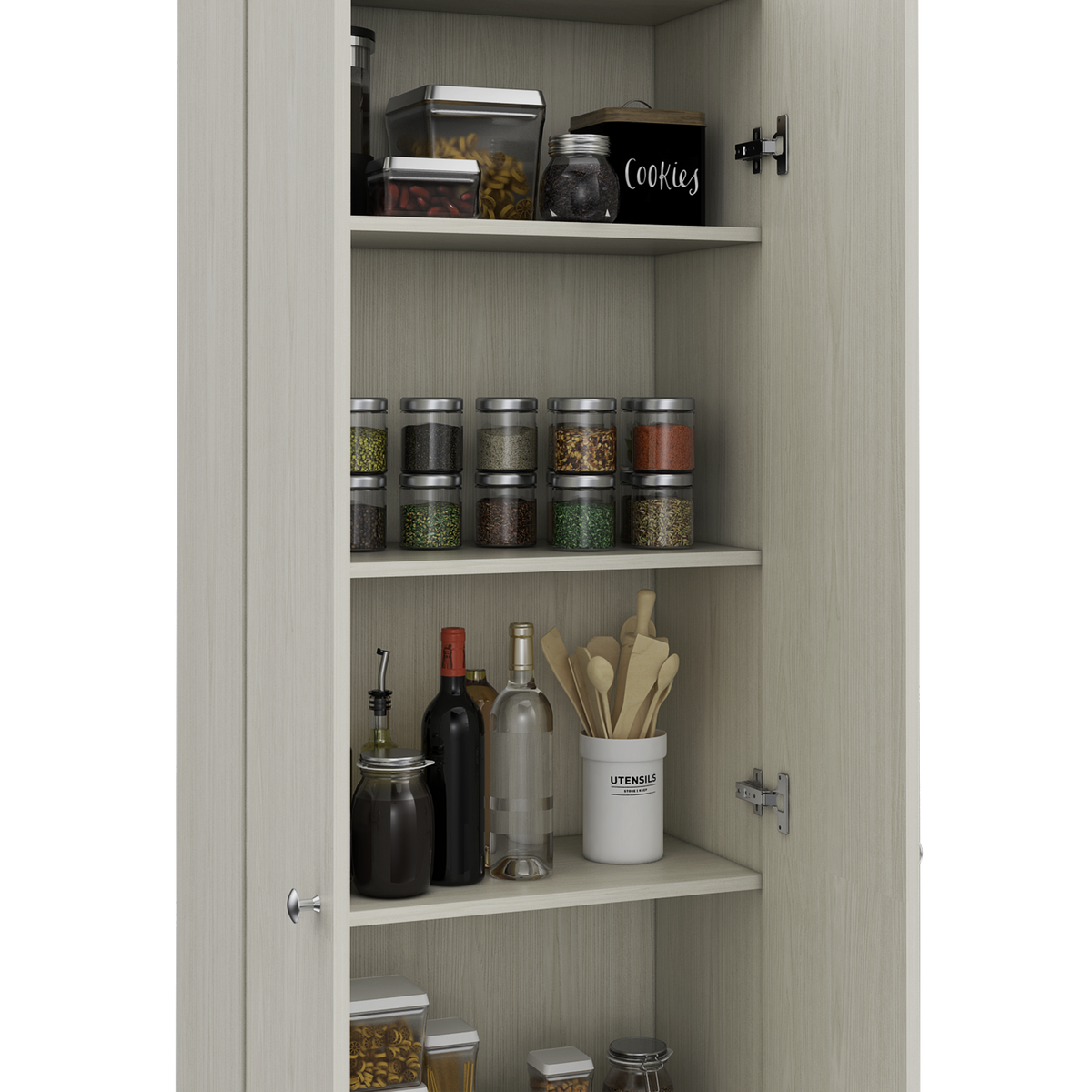Storage Cabinet Pipestone, Double Door, Pearl Finish White Particle Board