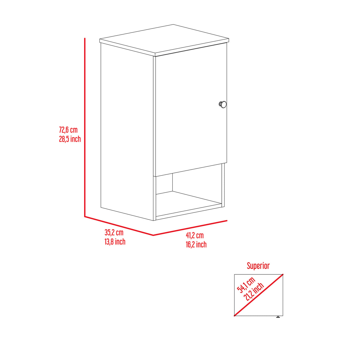 Medicine Cabinet Porto, Two Internal Shelves, Light Oak White Finish Light Oak Particle Board