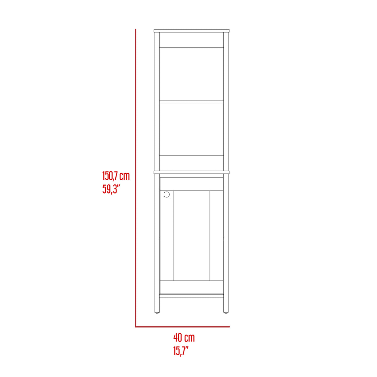 Linen Cabinet Jannes, Two Open Shelves, Single Door, Light Oak White Finish Light Oak Particle Board
