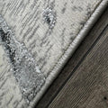 Penina Luxury Area Rug In Gray With Navy Blue Circles Abstract Design Multicolor Polyester