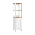 Linen Cabinet Jannes, Two Open Shelves, Single Door, Light Oak White Finish Light Oak Particle Board