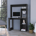Desk Ryndon, Hutch, Black Wengue Finish Black Particle Board