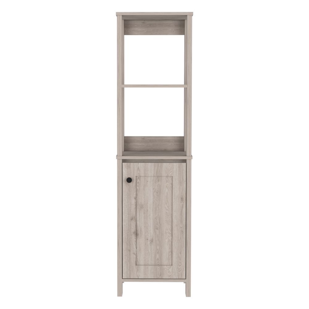 Linen Cabinet Jannes, Two Open Shelves, Single Door, Light Gray Finish Light Gray Particle Board