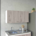 Wall Cabinet Toran, Two Shelves, Double Door, White Light Gray Finish White Particle Board