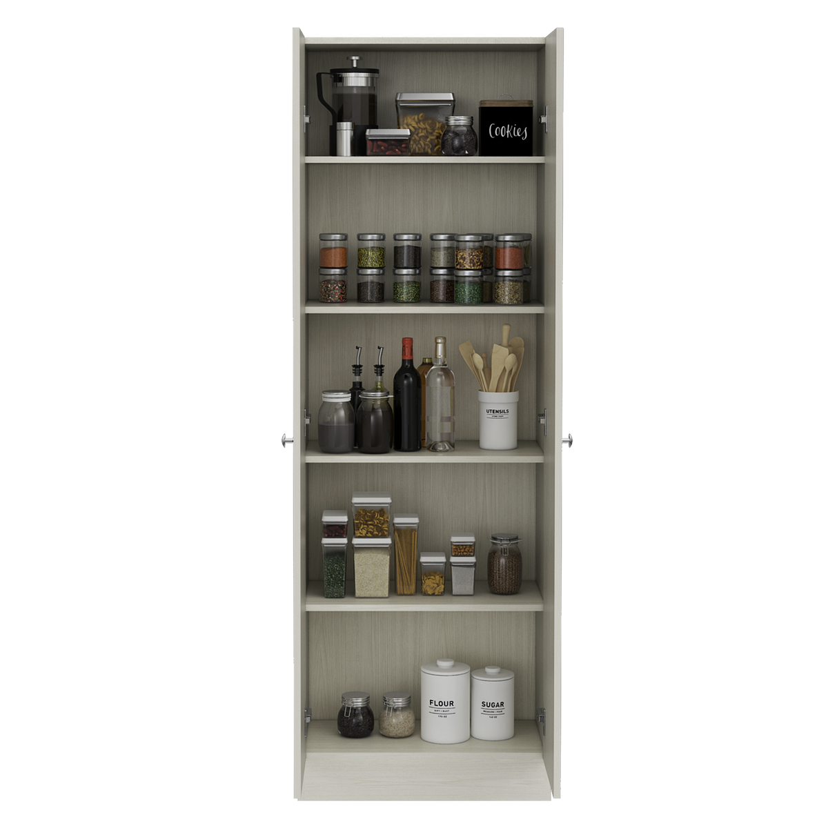 Storage Cabinet Pipestone, Double Door, Pearl Finish White Particle Board