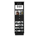 Bar Cabinet Bureck, Two Drawers, Twelve Wine Cubbies, Black Wengue Finish Black Particle Board