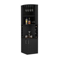 Bar Cabinet Papprika, 8 Wine Cubbies, Double Door, Black Wengue Finish Black Particle Board