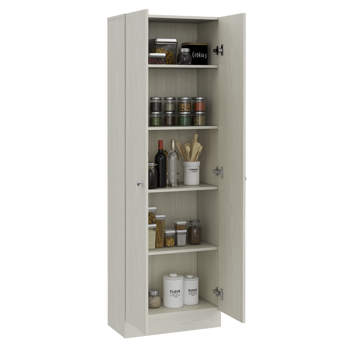 Storage Cabinet Pipestone, Double Door, Pearl Finish White Particle Board