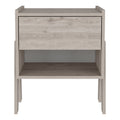 Nightstand Ferku, Open Shelf, One Drawer, Light Gray Finish Light Gray Particle Board