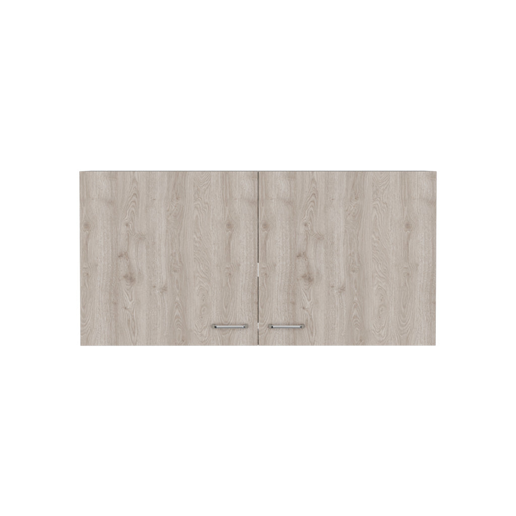 Wall Cabinet Toran, Two Shelves, Double Door, White Light Gray Finish White Particle Board