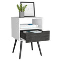 Nightstand Fugaz, Open Shelf, Single Drawer, Smokey Oak White Finish Multicolor Particle Board