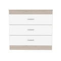 Three Drawer Dresser Lial, Superior Top, Metal Hardware, Light Gray White Finish Light Gray Particle Board