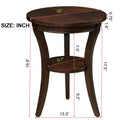 16'' Wood Round End Table, Side Table W Open Shelf, Small Sofa Side Table For Small Space, Multipurpose Accent Table For Bedroom Living Room Home Nightstand Espresso Espresso Solid Wood Mdf